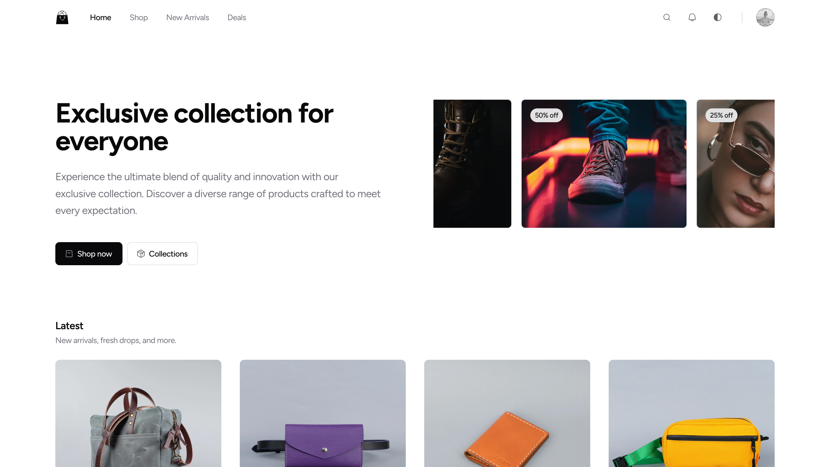 commerce template screenshot on desktop