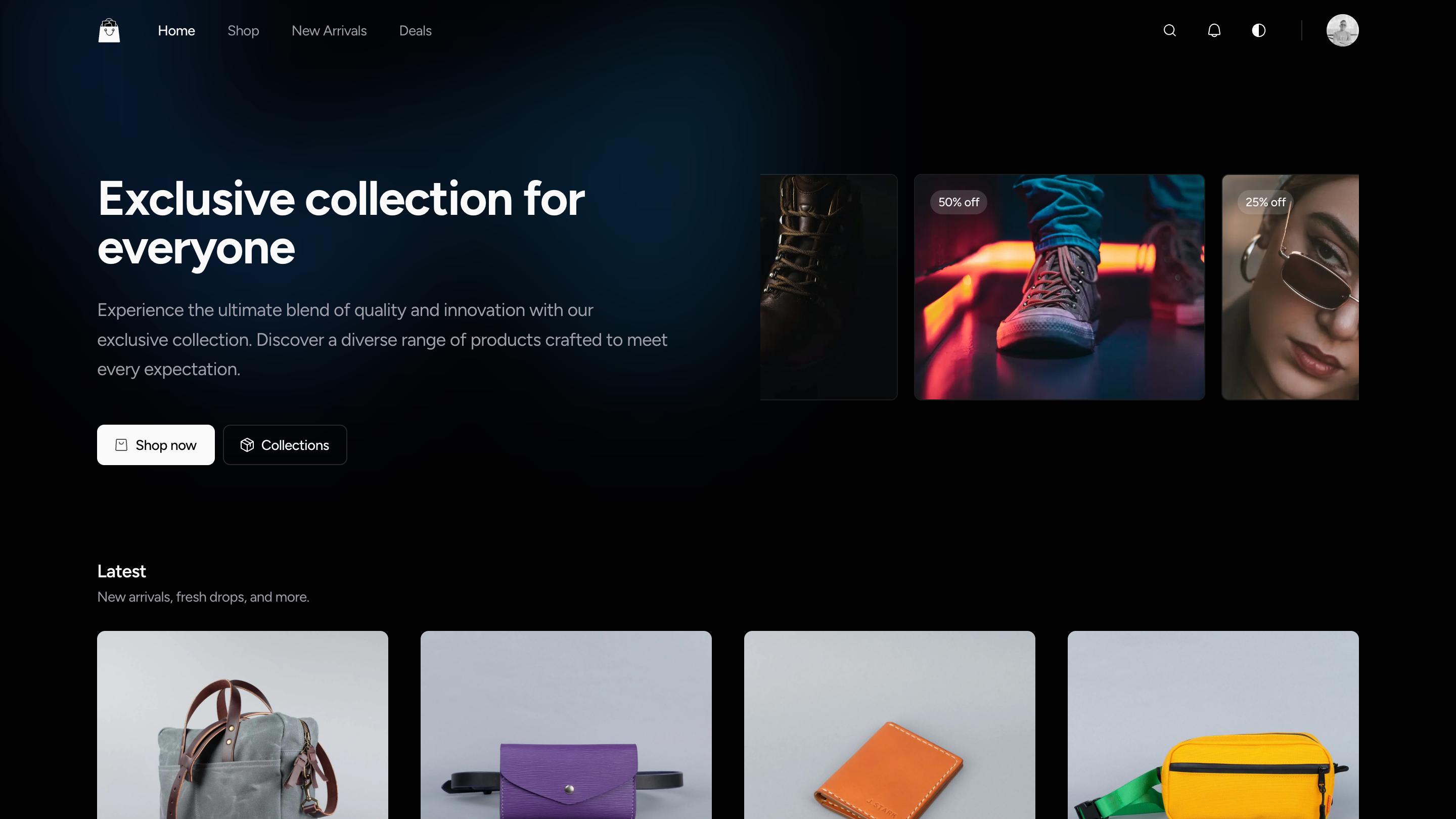 commerce template screenshot on desktop