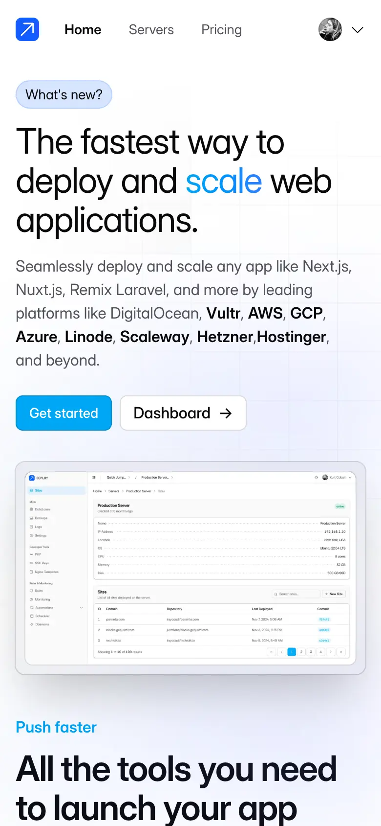 deploy template screenshot on mobile