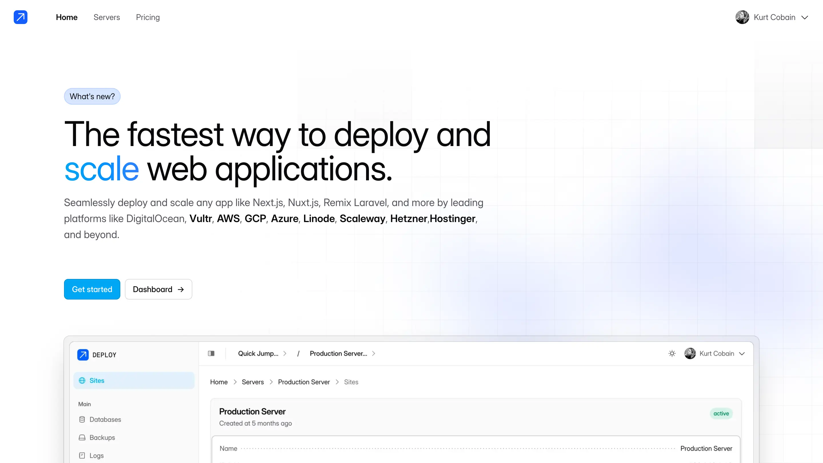 deploy template screenshot on desktop