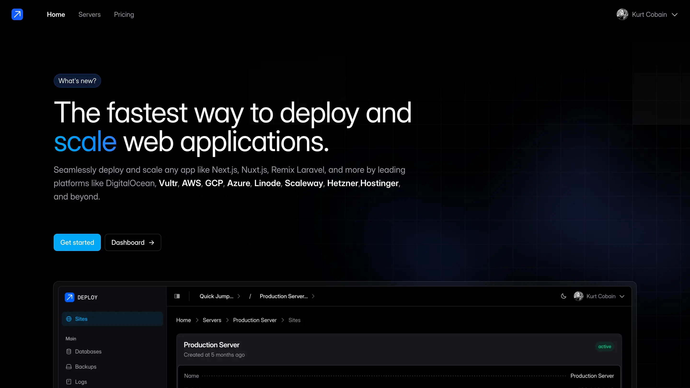 deploy template screenshot on desktop