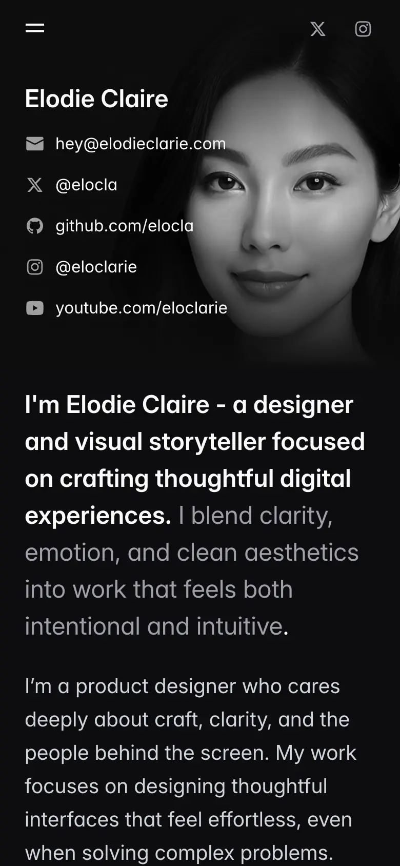 personal template screenshot on mobile