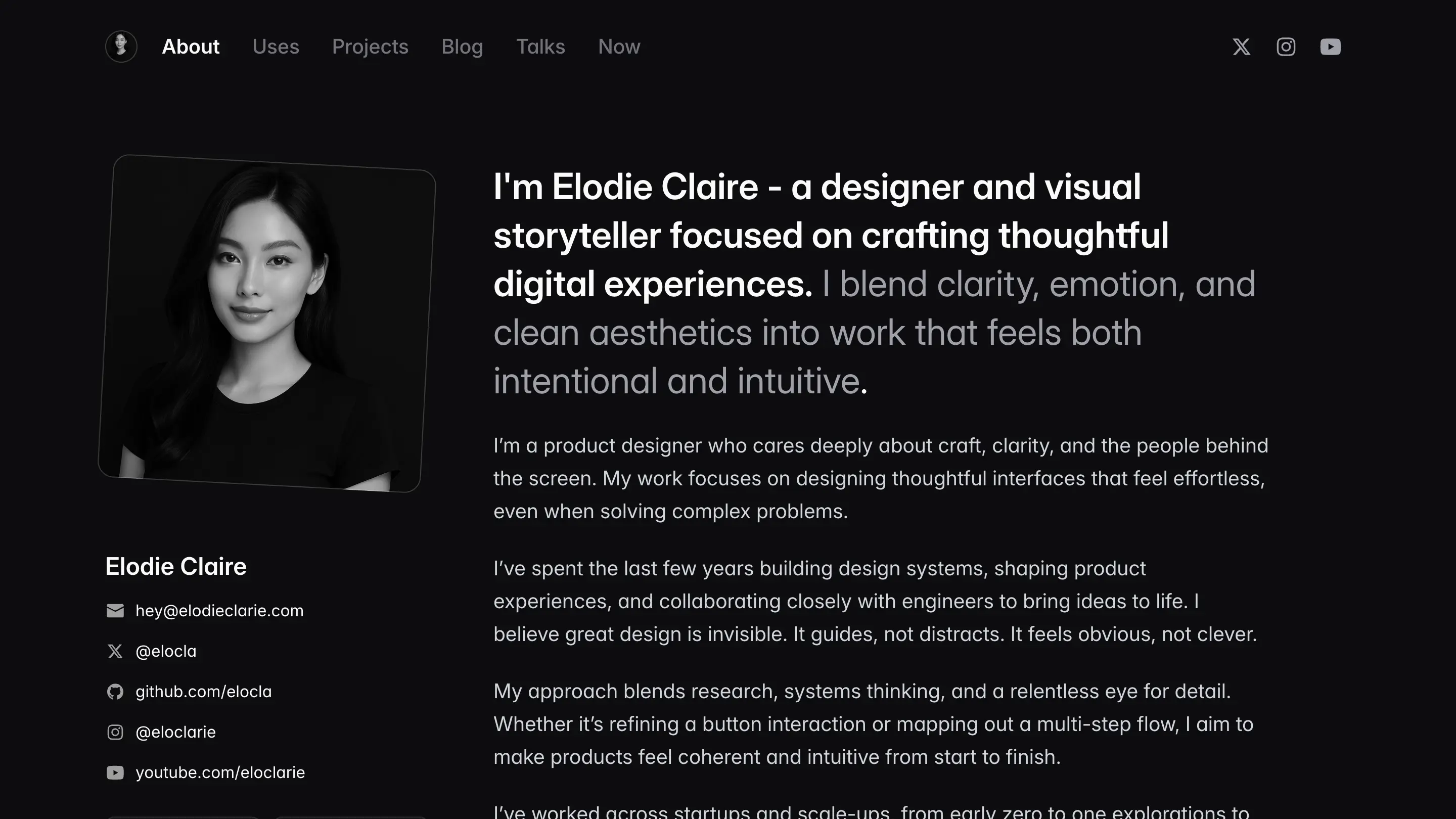 personal template screenshot on desktop