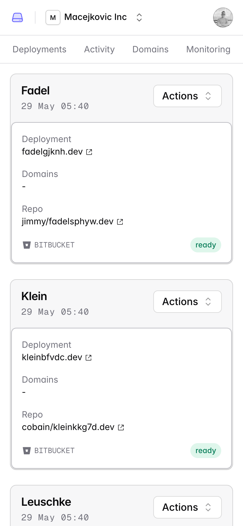 provision template screenshot on mobile