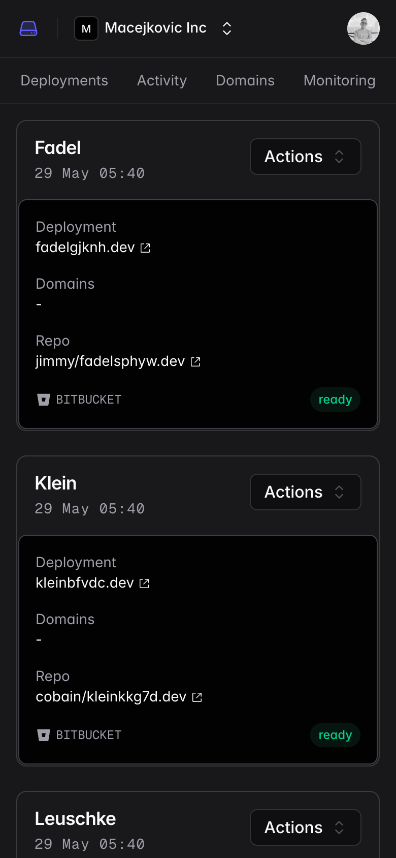 provision template screenshot on mobile